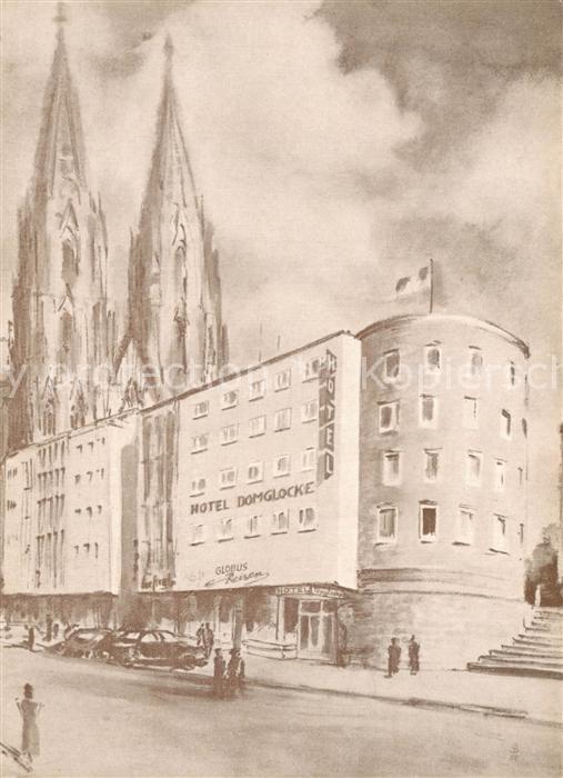 Koeln  Rhein Hotel Domglocke Kuenstlerkarte