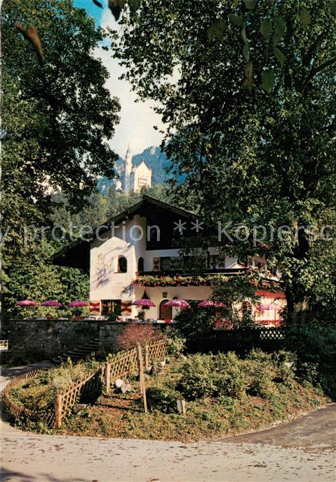 Hohenschwangau Cafe Restaurant Kainz mit Schloss Neuschwanstein