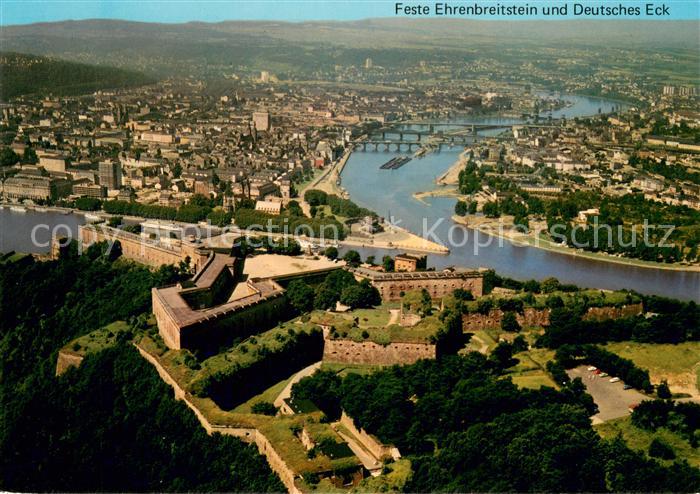 Koblenz  Rhein Festung Ehrenbreitstein und Deutsches Eck