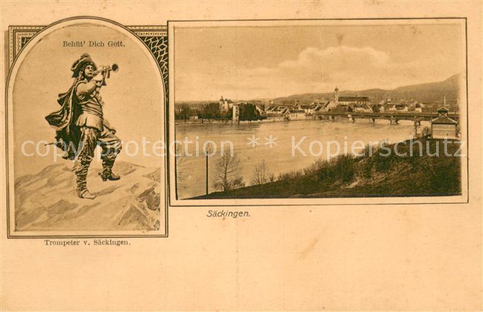 Saeckingen Bad Rheinpanorama Trompeter von Saeckingen