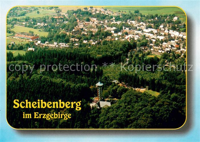 Scheibenberg Blick auf Berg und Stadt Fliegeraufnahme