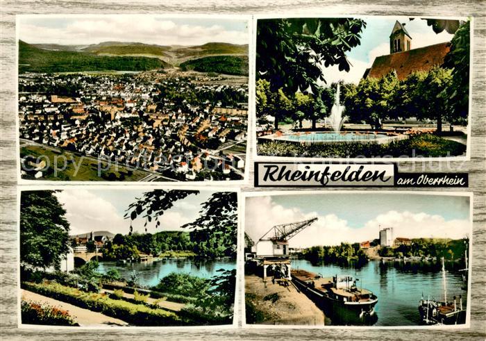 Rheinfelden Baden Fliegeraufnahme Brunnen Kirche Rheinhafen