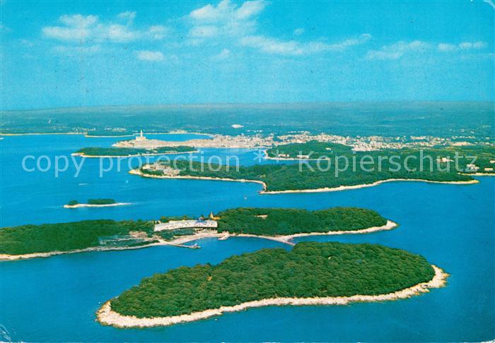 Rovinj Rovigno Istrien Fliegeraufnahme Inseln