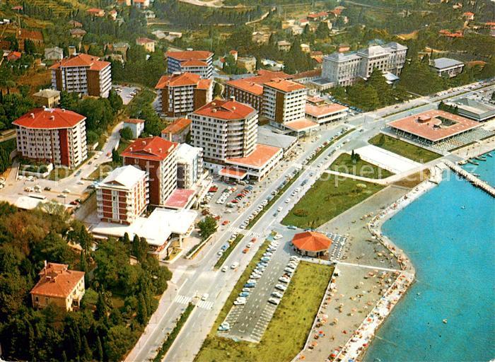 Portoroz Portorose Piran Istrien Slovenia Fliegeraufnahme Strand