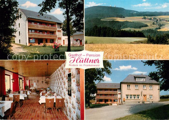 Rodeck Gasthaus Pension Huettner Gastraum Landschaftspanorama Frankenwald