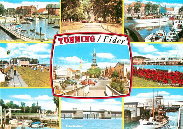 Toenning Nordseebad Hafen Deich Eiderbruecke Denkmal Innenstadt Schwimmbad Eider