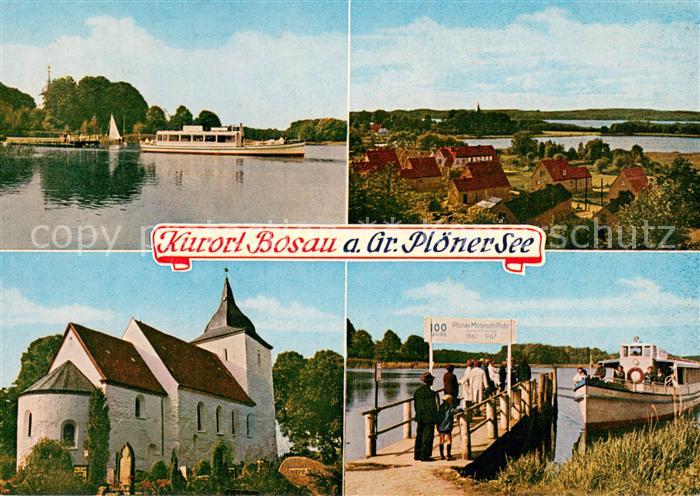 Bosau Ort am Grossen Ploener See Naturpark Holsteinische Schweiz Bootsanleger Ki