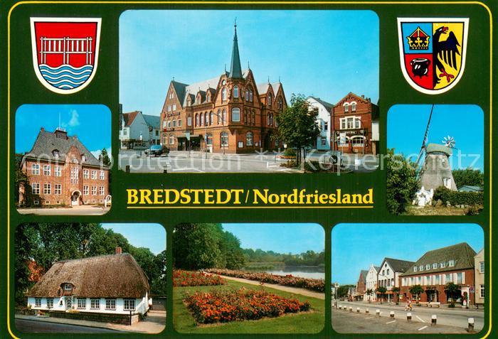 Bredstedt Motive Innenstadt Rathaus Muehle Reetdachhaus Wappen