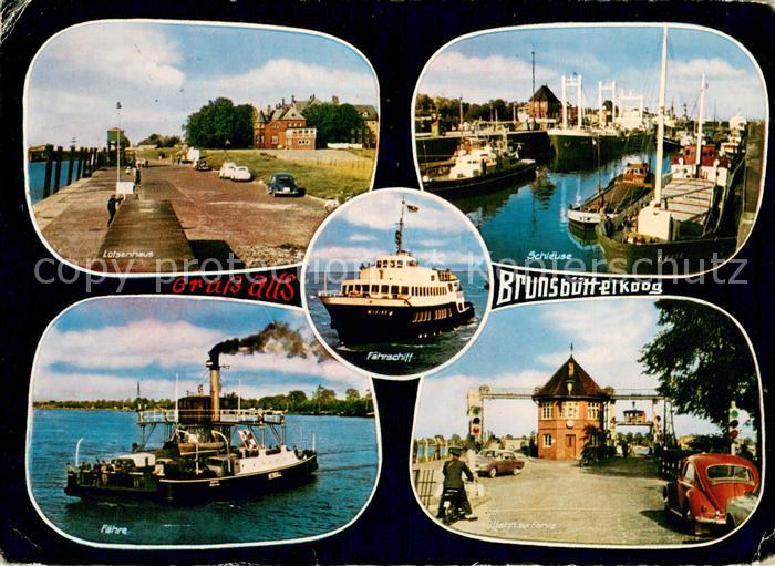 Brunsbuettelkoog Lotsenhaus Faehrschiff Schleuse Auffahrt zur Faehre