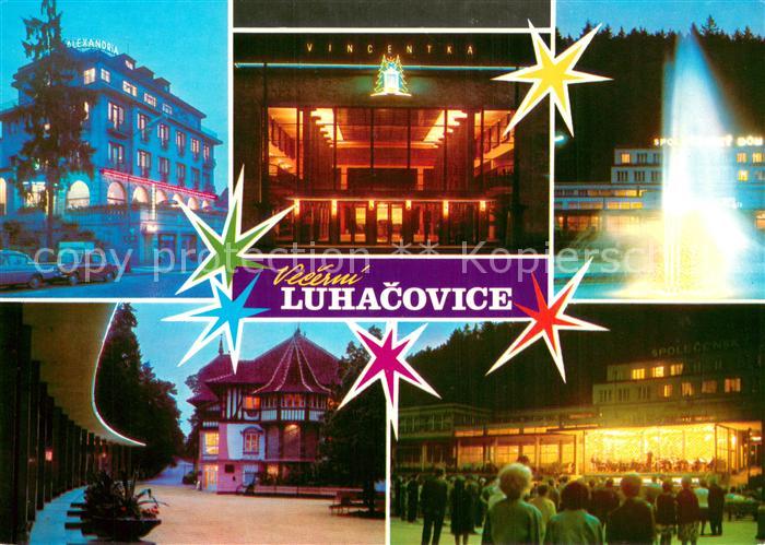 Luhacovice CZ Interhotel Alexandria Hala Vincentka Spolecensky dum Kolonada Vece