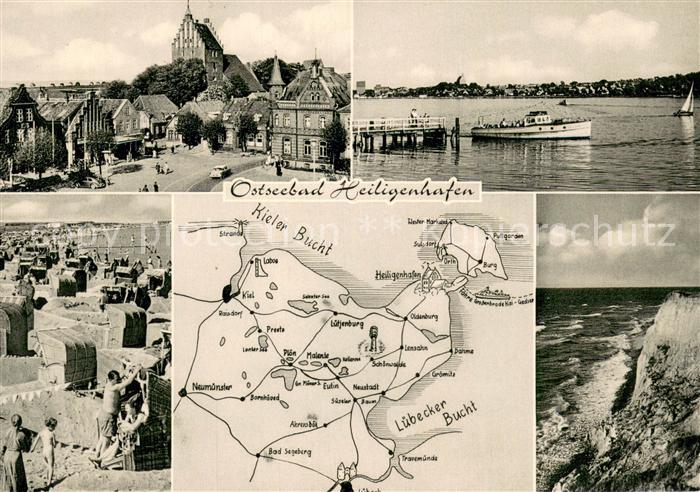 Heiligenhafen Ostseebad Ortsansicht Strand Steilkueste Bootsanleger Landkarte