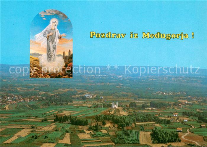 Medugorje Serbia Panorama Blick von Krizevac Heiligenfigur