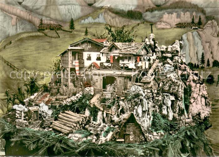 Fischbachau Gebirgsmuehle mechanisches Kunstwerk von Josef Matt Kuenstlerkarte