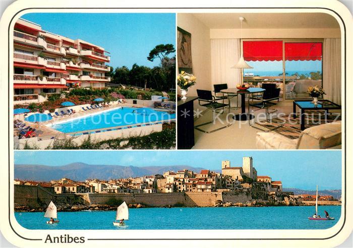 Antibes Alpes Maritimes Ansicht vom Meer aus Hotel Swimmingpool