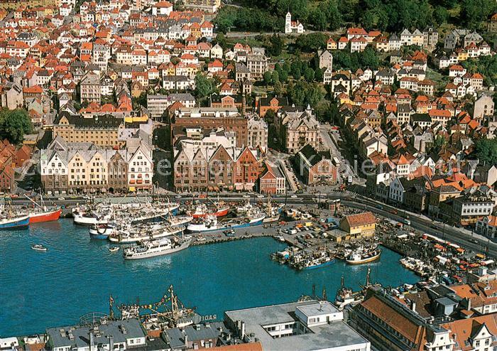 Bergen Norwegen Fliegeraufnahme Hafen Vagen