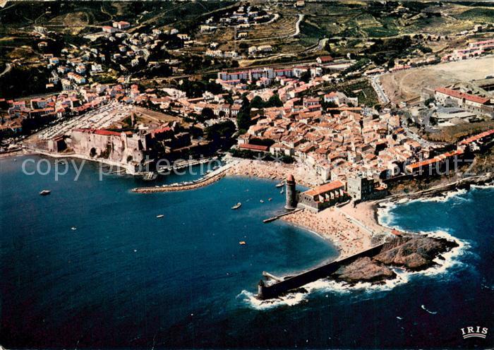 Collioure 66 Fliegeraufnahme Le Chateau Royal La plage et l eglise Notre-Dame-de
