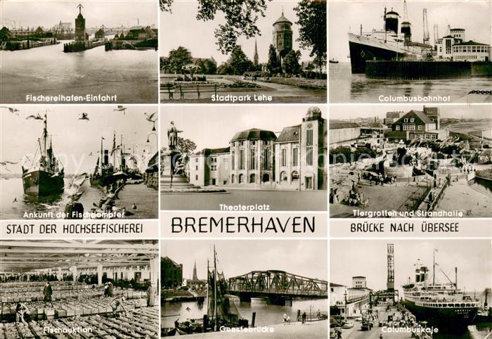 Bremerhaven Columbusbahnhof Stadtpark-Lehe Fischereihafen-Einfahrt Fischauktion