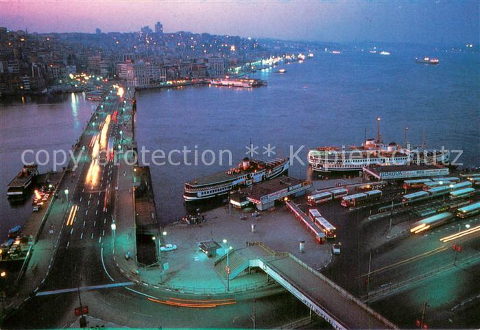 Istanbul Constantinopel Fliegeraufnahme Galata-Bruecke bei Nacht