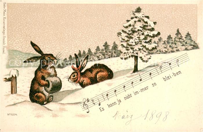 Liederkarte Litho karte Hasen
