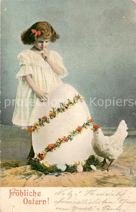 Ostern Easter Paques Litho Maedchen mit Osterei