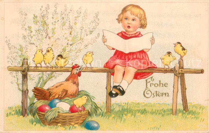 Ostern Easter Paques kind mit Kuecken