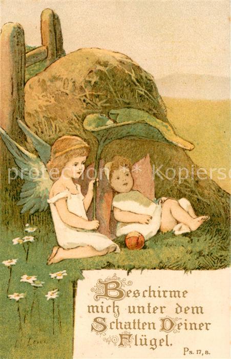 Schutzengel Litho Kind mit Engel
