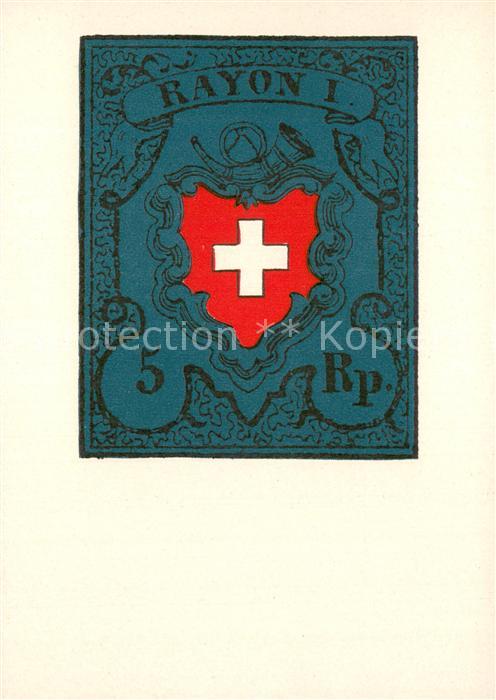 Briefmarken auf Postkarte Schweiz Rayon I