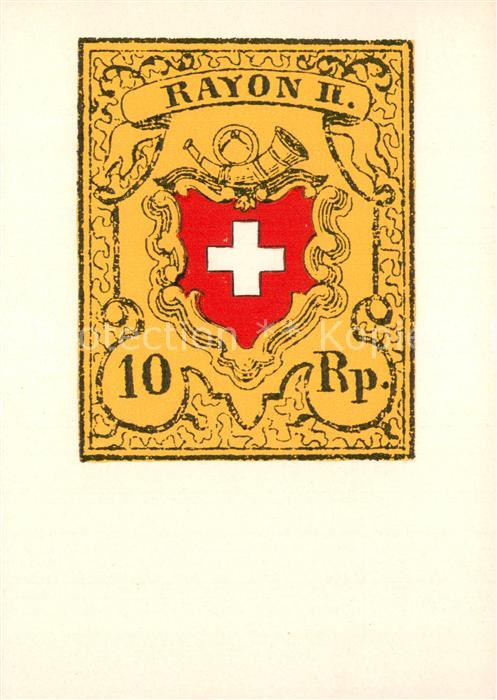Briefmarken auf Postkarte Schweiz Rayon II