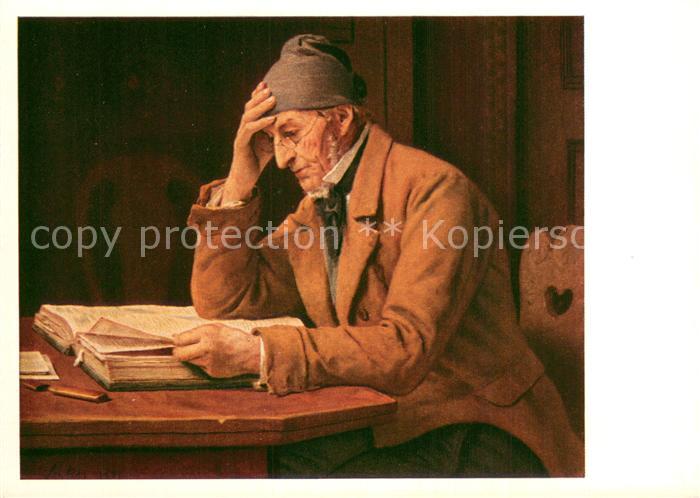 Anker Albert Bauer beim Lesen der Biebel
