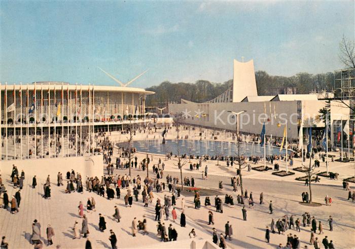 Exposition Universelle Bruxelles 1958 die Pavilon von U.S.A. und Heiligen Stuhl