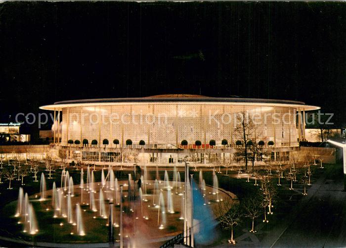 Exposition Universelle Bruxelles 1958 Pavillon der U.S.A bei Nacht