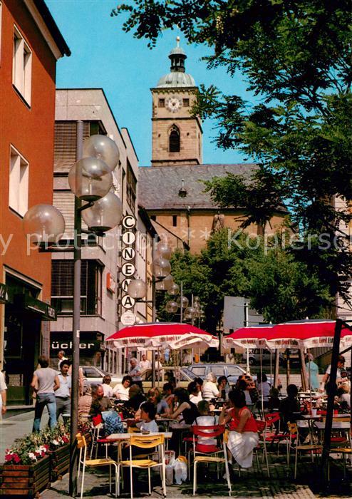 Schweinfurt Partie am Marktplatz StrassenCafe Kirche