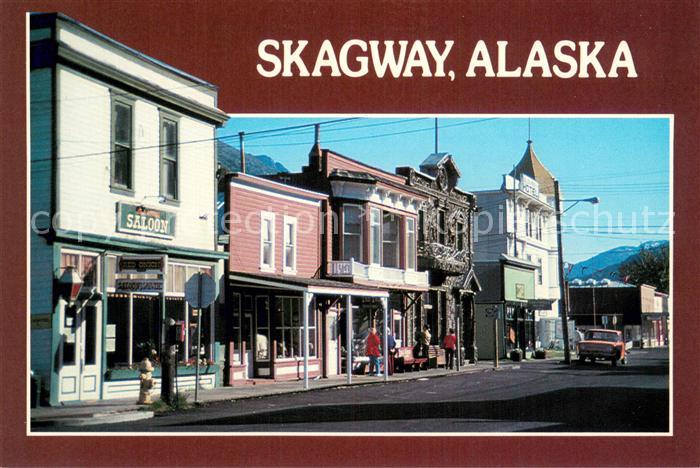 Skagway Alaska Boardwalks and old buildings line Business district