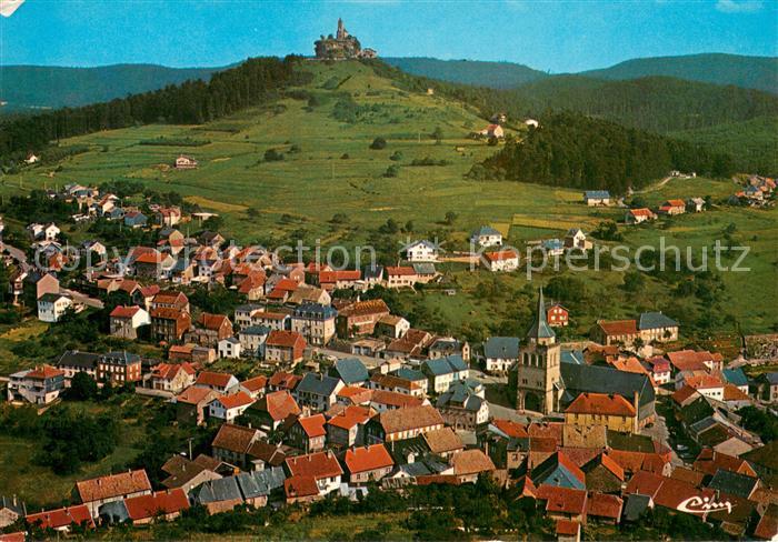 Dabo Moselle 57 La ville et fond Rocher Saint Léon vue aérienne