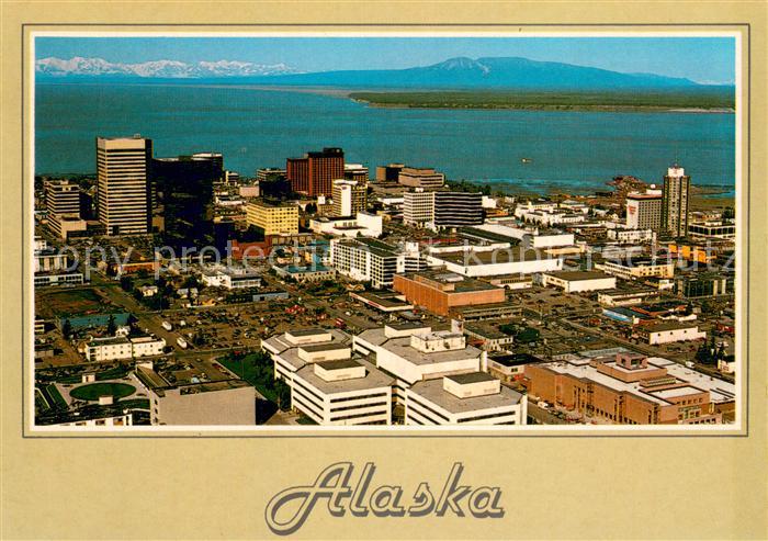 Anchorage Financial capitol of the state Cook Inlet and Mount Susitna on horizon