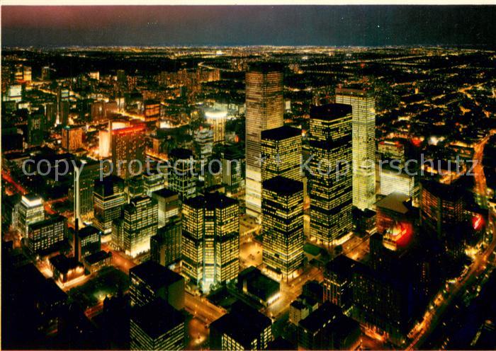 Toronto Canada CN Tower Downtown Skyscrapers at night aerial view