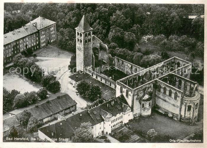 Bad Hersfeld 1200jaehrige Stadt Kirche Ruine Original Fliegeraufnahme