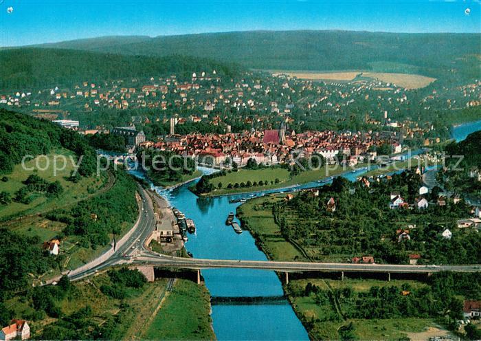 Hann. Muenden Zusammenfluss von Werra und Fulda zur Weser