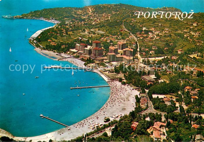 Portoroz Portorose Piran Istrien Slovenia Fliegeraufnahme Panorama