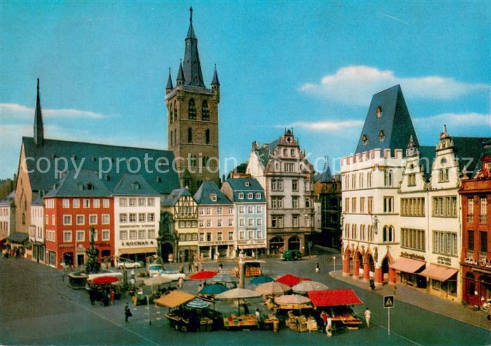 TRIER  CITY Hauptmarkt mit Marktkirche St Gangolf und Steipe