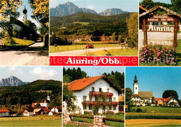 Ainring Kirche Panorama Begruessungsschild Gasthaus