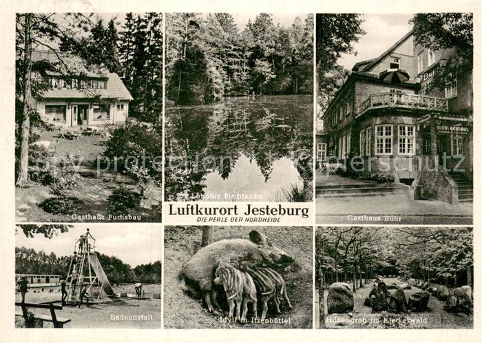Jesteburg Gasthaus Fuchsbau Loebofer Fischteiche Gasthaus Buehr Badeanstalt Idyl