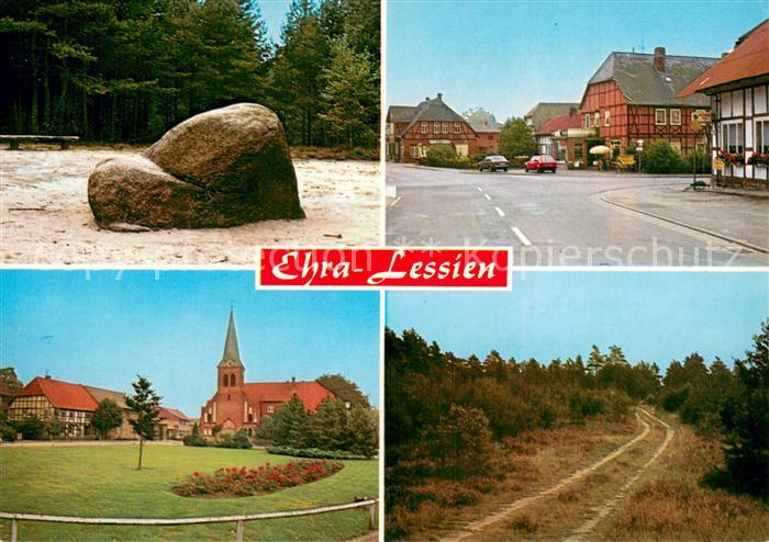 Ehra-Lessien Stein Strassenpartie Kirche Heide