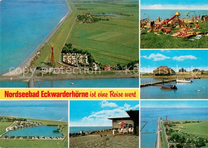 Eckwarderhoerne Strandpartien Fliegeraufnahme Bootssteg Freibad