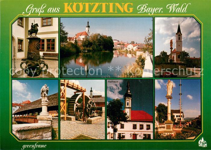 Koetzting Pfingstreiter Brunnen Panorama Kirche Skulptur Wasserrad Rathaus