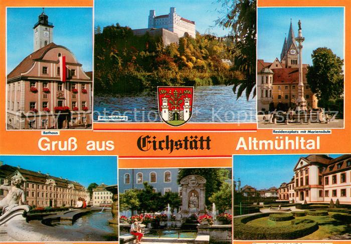 Eichstaett Oberbayern Ortsmotive Rathaus Residenzplatz Mariensaeule Williboldsbu