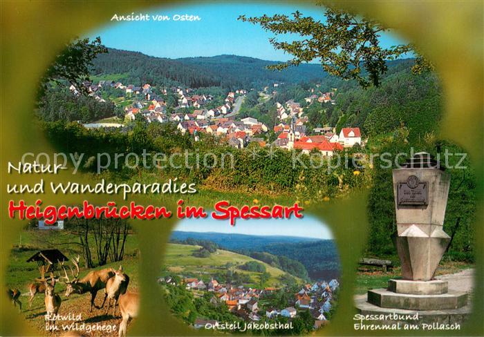 Heigenbruecken Panorama Spessartbund-Ehrenmal am Pollasch Rotwild Wildgehege OT
