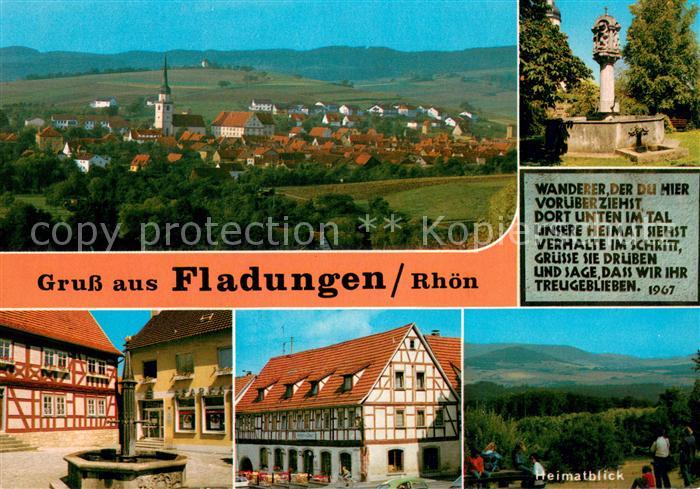 Fladungen Ortsansicht mit Kirche Ortszentrum Fachwerkhaeuser Heimatblick Landsch