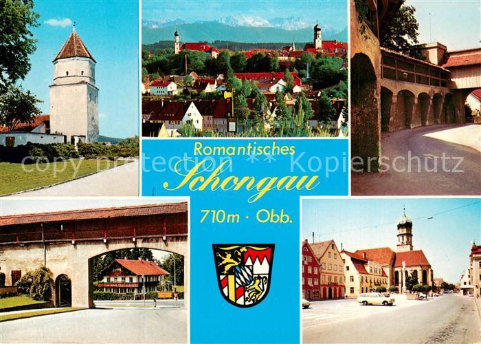 Schongau Bayern Teilansichten Turm Innenstadt Kirche Alpenblick Wappen