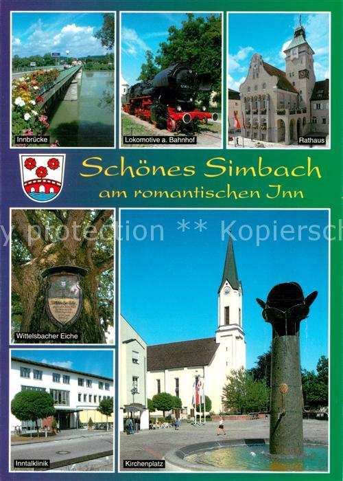 Simbach Inn Innbruecke Lokomotive Rathaus Wittelsbacher Eiche Inntalklinik Kirch